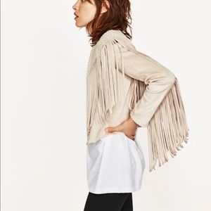 Zara suede fringe jacket
